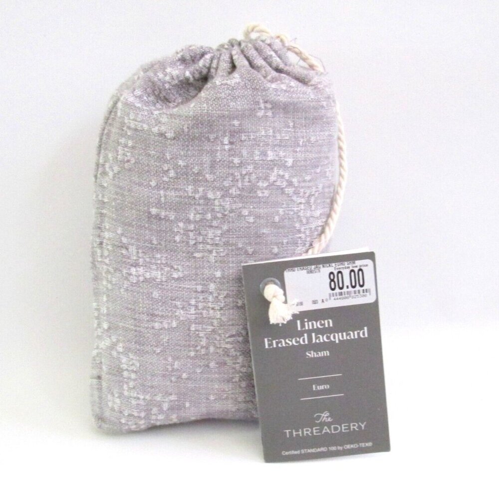 Threadery Linen Erased Jacquard Single Euro Sham  26" Square Nickel Color